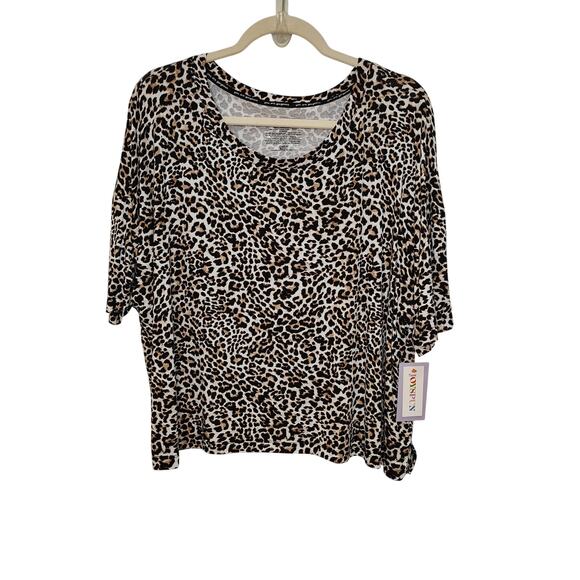 Joyspun Tops - New Joyspun Womens XL Top Animal Leopard T Shirt Cropped Sleep Pajama